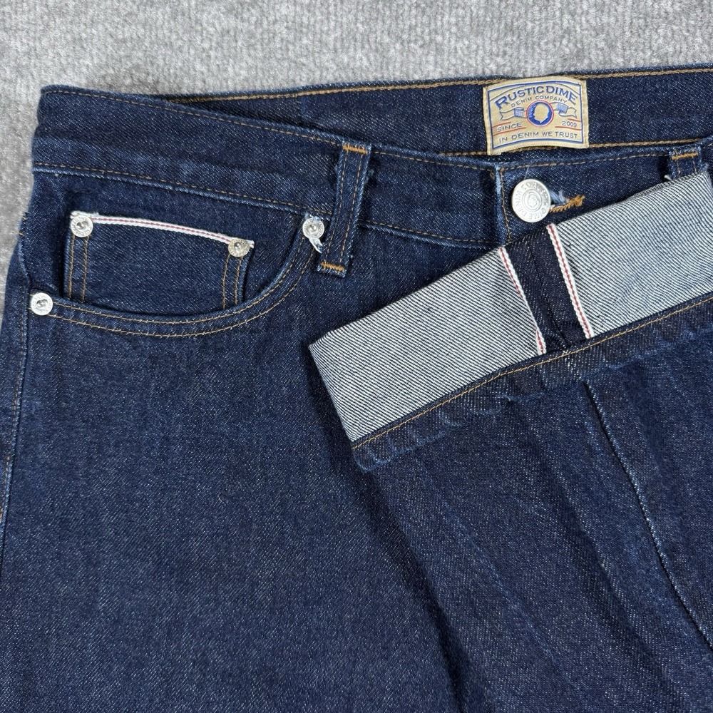 Rustic Dime Jeans Men's 34x31 Blue Japanese Selvedge Slim Straight Leg